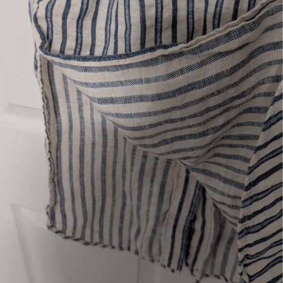 Tahari 100% Linen Stripe Maxi Skirt Womens Size Medium Blue Coastal Button Front - Picture 5 of 10